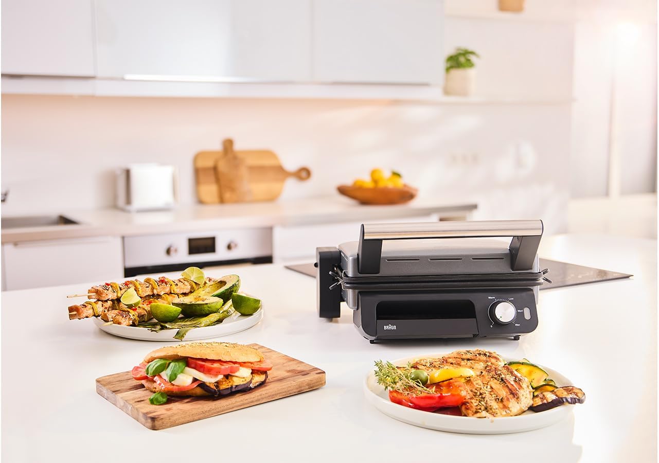 MultiGrill 5 Kontaktgrill, 1 Grill-/1 Plancha-Platte + manuelle Temperatureinstellung, silber