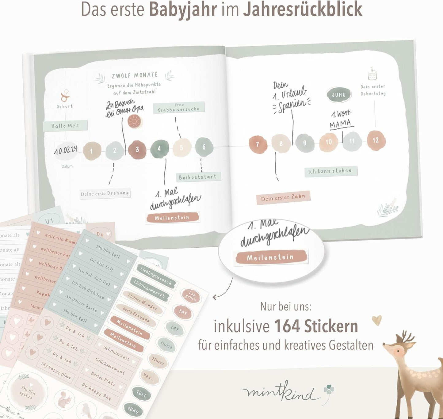 Babyalbum mit Stickerset, Wald