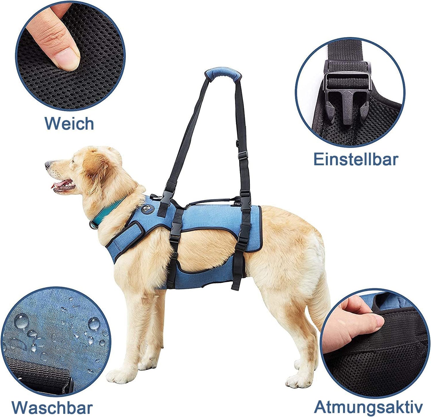 Hundelift Geschirr, M Blau