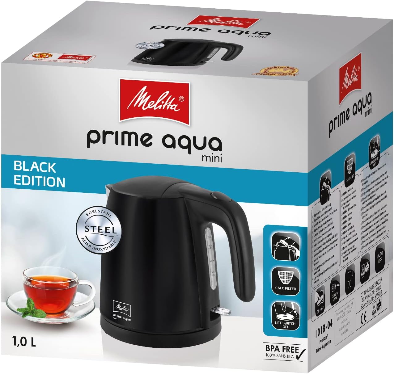 Wasserkocher 1018-02 Prime Aqua mini, Schwarz