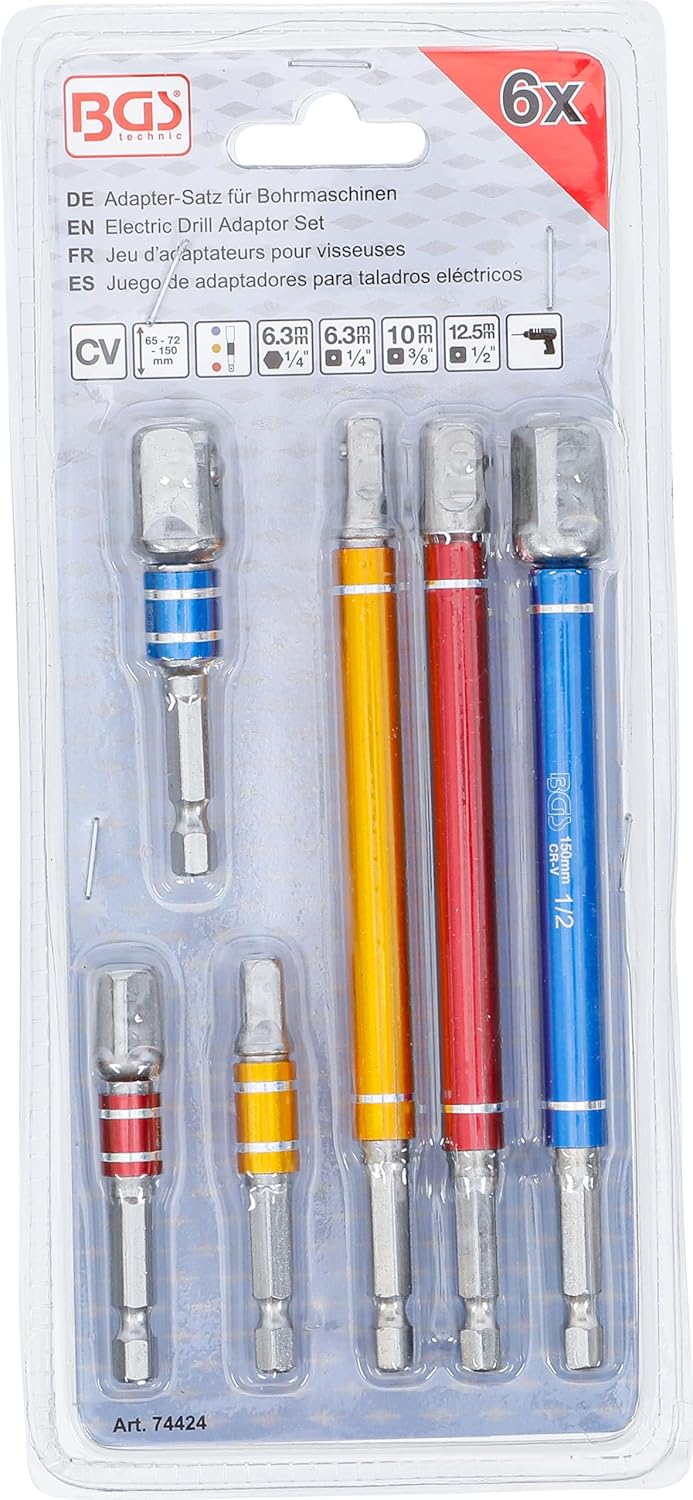 Elektrobohrer-Adapter-Set | Mehrfarbig | 6,3 mm (1/4") Antrieb | Aussenvierkant 6,3 mm (1/4")
