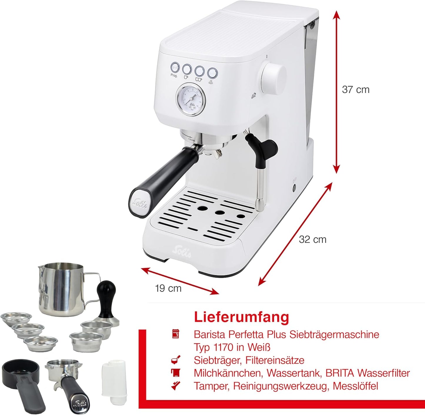 Barista Perfetta Plus (Typ 1170) Siebträgermaschine, Weiß