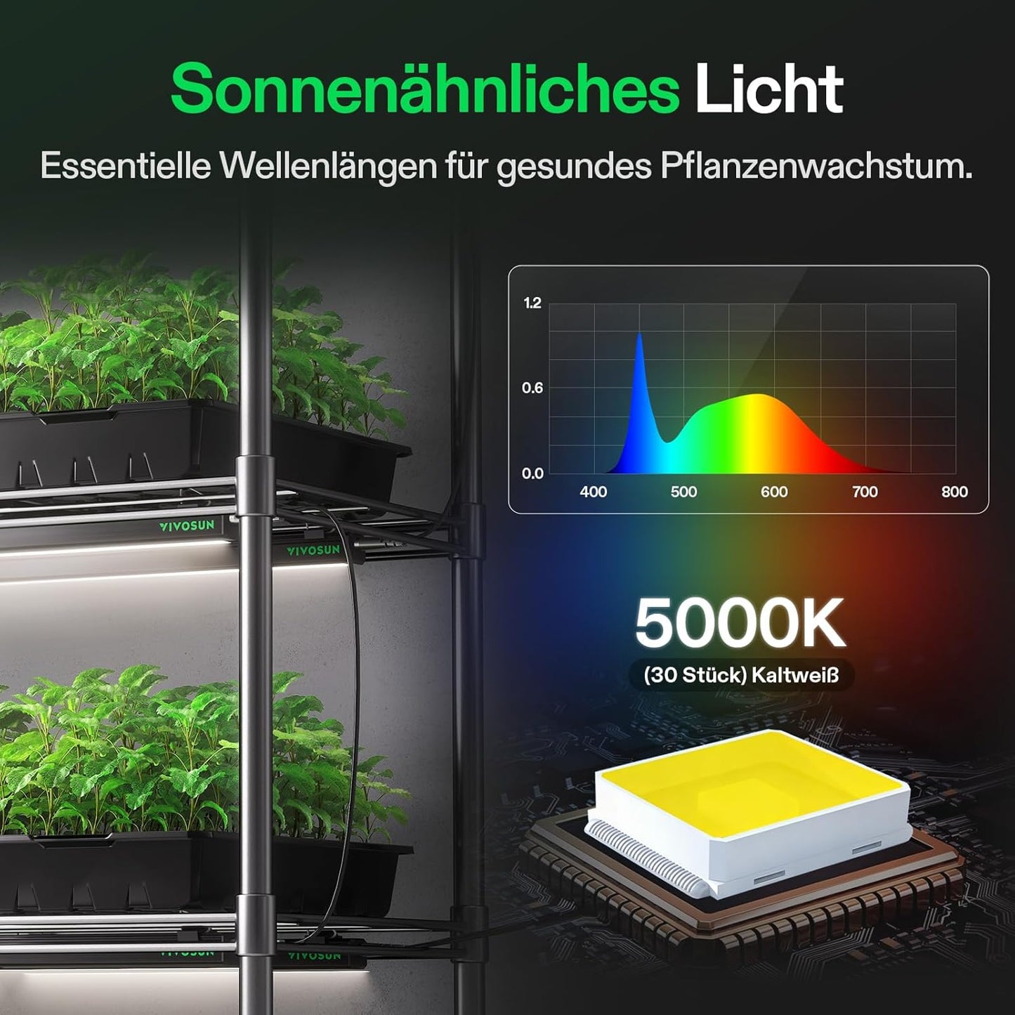 8er-Set T5 LED-Pflanzenlampen mit Timer & Dimmer, 60cm-8er Set
