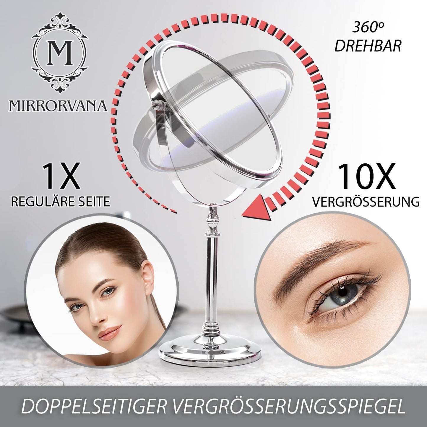 Vergrösserungsspiegel, Vergrösserungsspiegel, 10-fach, 20 cm