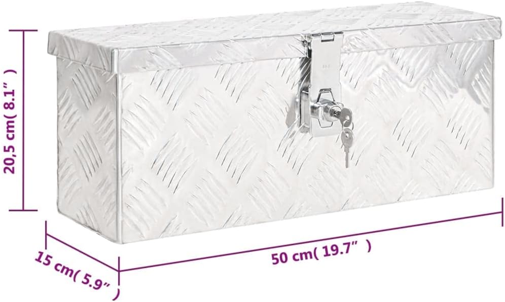 Aluminium Transportkoffer (50 x 15 x 20,5 cm), 50 x 15 x 20.5 cm Silber