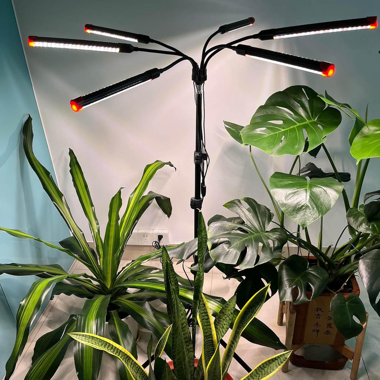 LED Pflanzenlampe mit Timer & Stativ (54W, 6 Köpfe), Stand 6head(54 Watt)