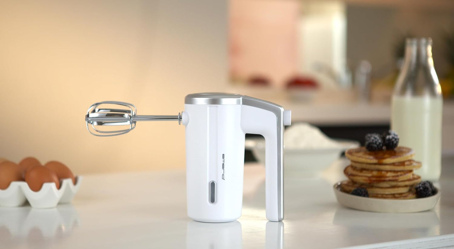 Kabelloser Akku-Handmixer mit 3 Geschwindigkeiten, Weiss