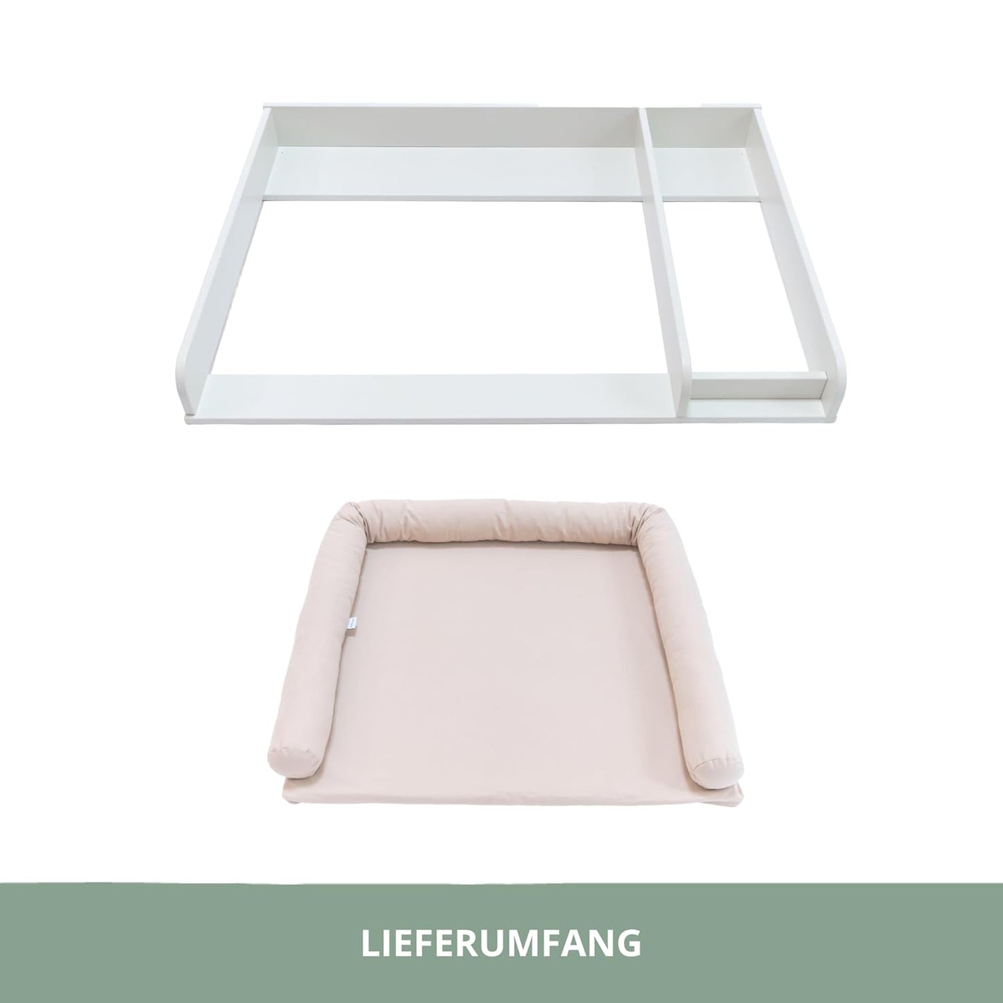 Wickelaufsatz-Set für IKEA HEMNES (3-teilig), Pure Beige 108 cm Aufsatz & Auflage