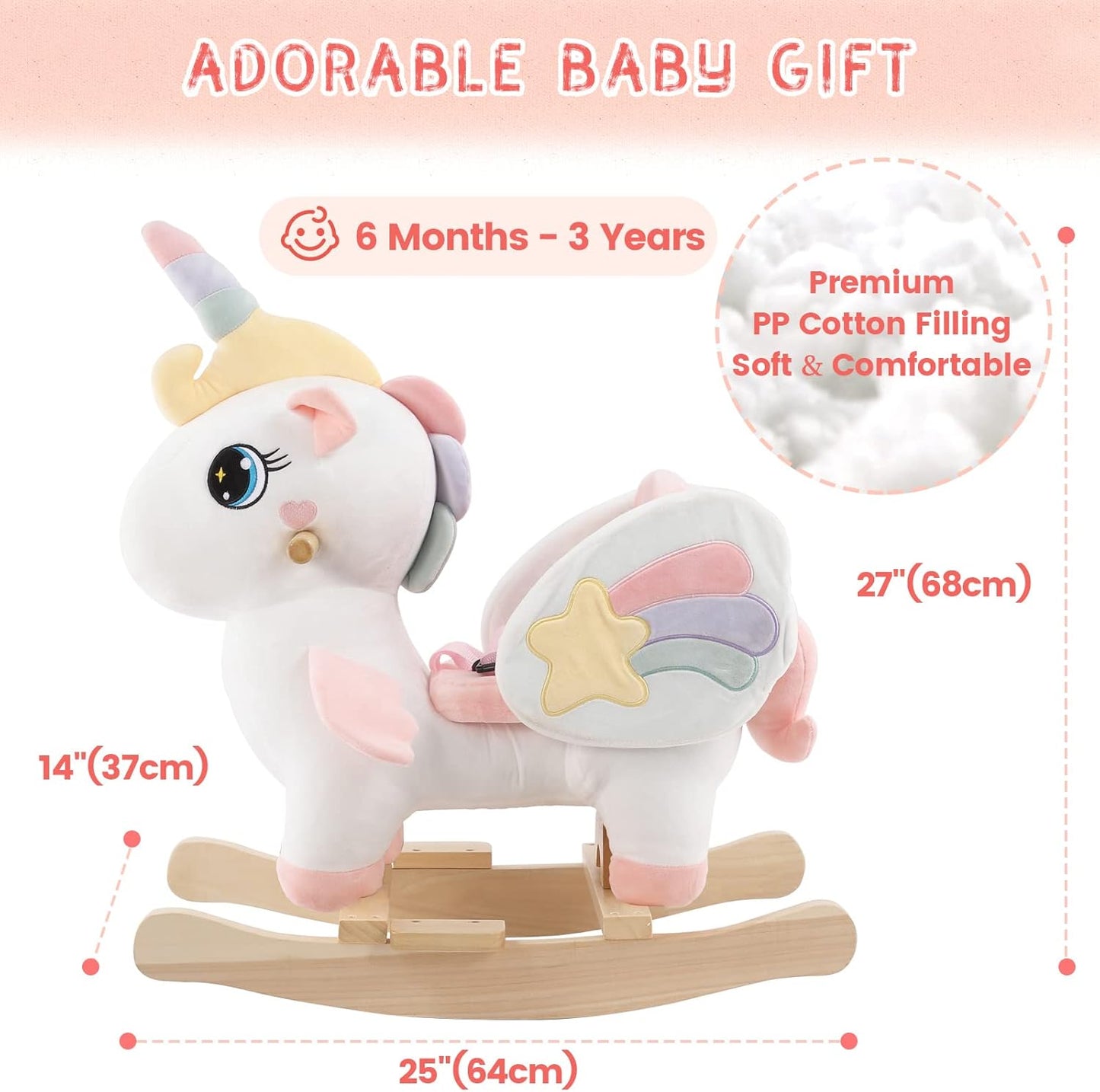 Einhorn-Baby-Schaukelpferd, Bezauberndes Weisses Einhorn