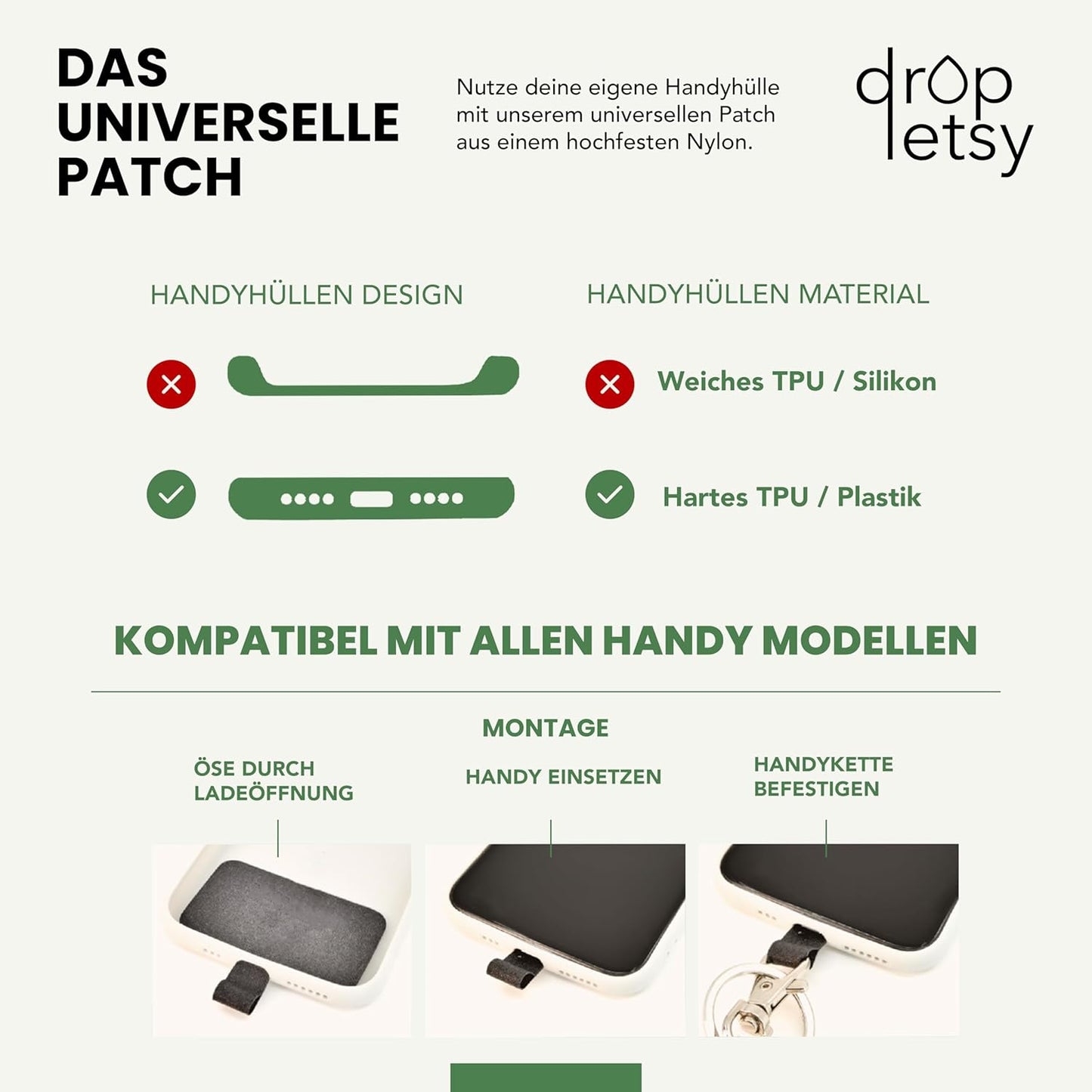 Handykette mit Holzperlen für Apple iPhone, The Lily