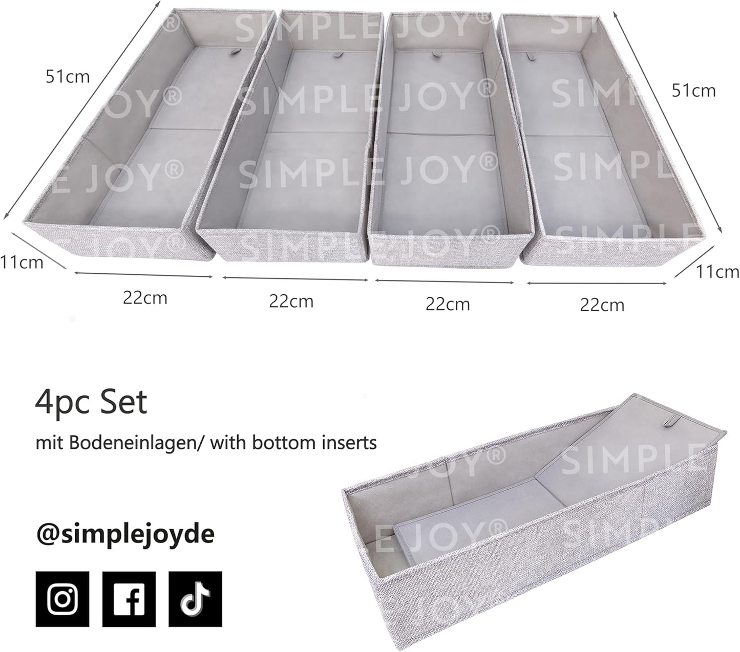 4er Set FileFolding Boxen für IKEA Pax Kleiderschrank, PAX100 FileFolding