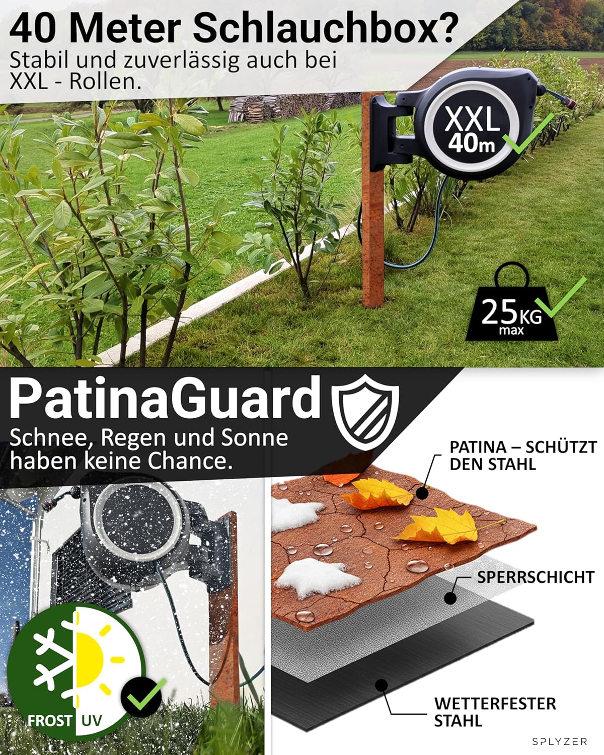 Halterung für Schlauchboxen, Cortenstahl - Blank