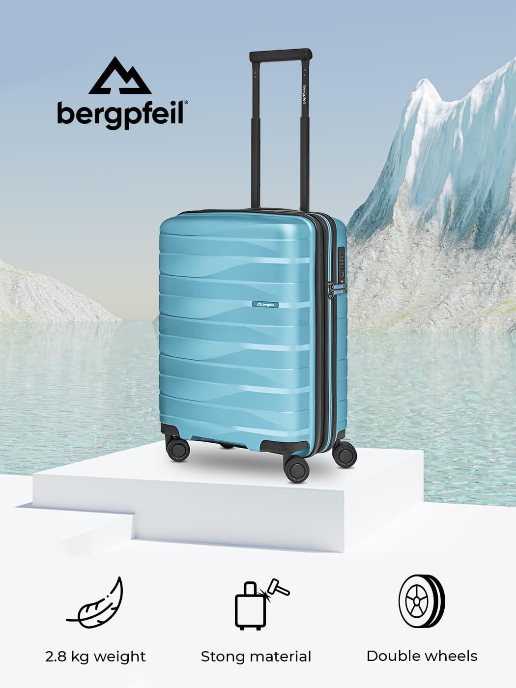 Kleiner Hartschalen Kabinen-Koffer, Glacier Blue Metallic Koffer S (55 cm) erweiterbar