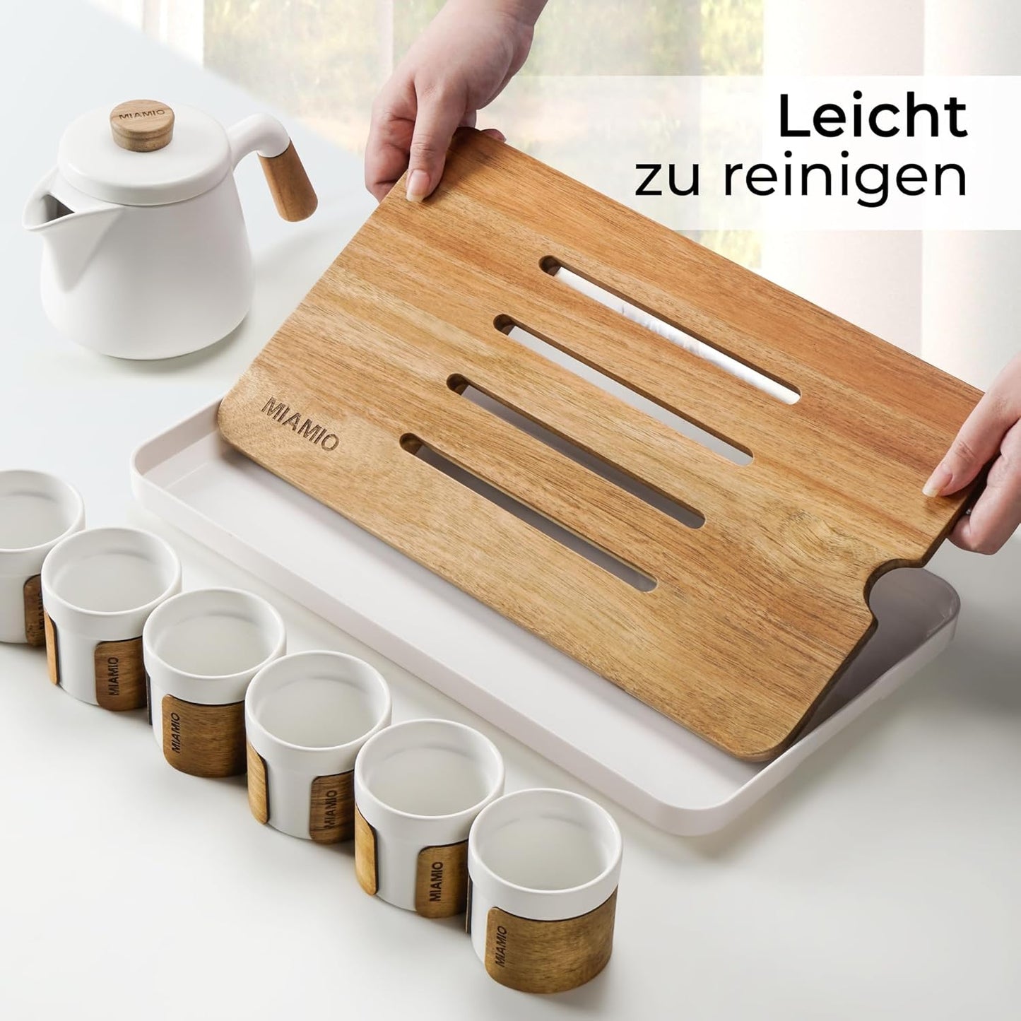Japanisches Teekannen-Set mit Tassen und Teesieb, Weiß