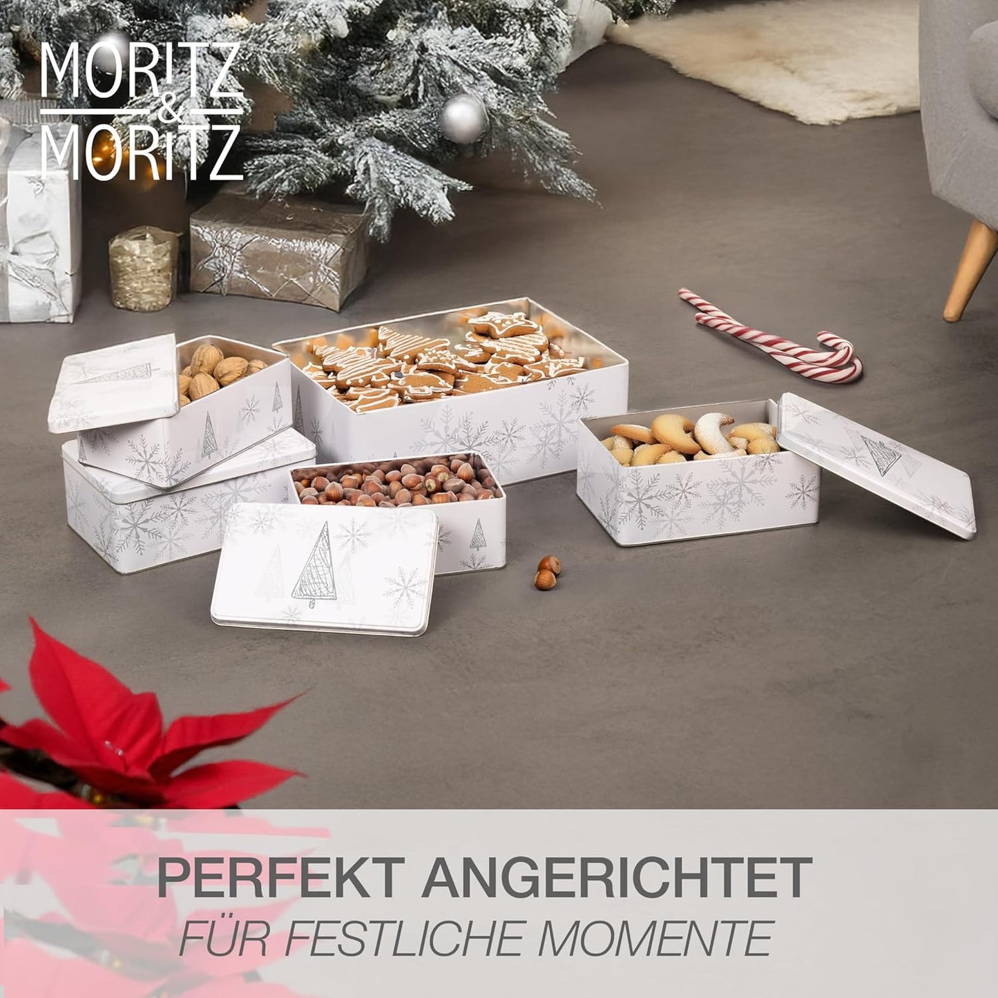 Weihnachtliches Keksdosen-Set, 5-teilig