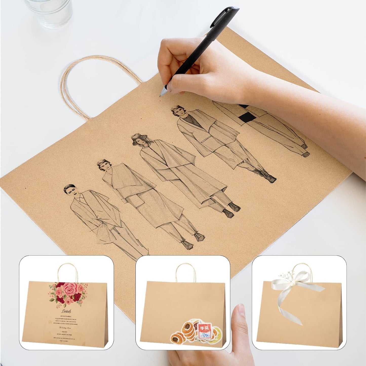 Papiertüten mit Henkel, Braun (41x15x30cm) 25 stück (1er Pack)