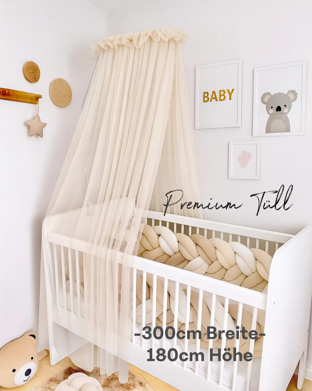 Betthimmel für Babybett, Beige