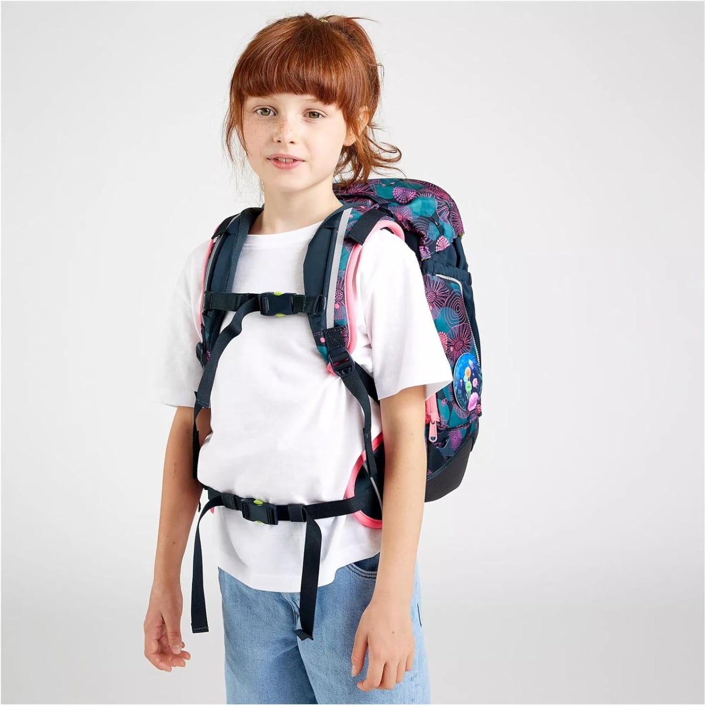 Ergonomisches Schulrucksack-Set, Korallbär - Lila