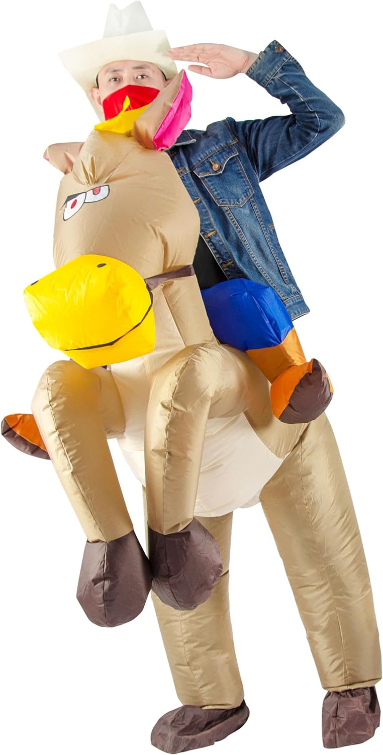 Aufblasbares Cowboy-Reiterkostüm für Erwachsene, Braun
