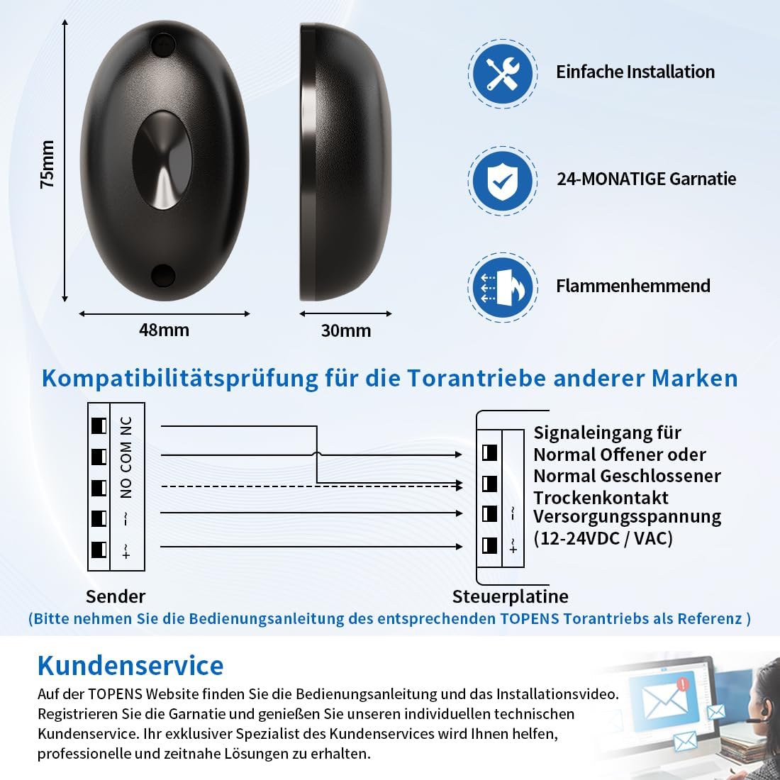 Infrarot Lichtschranke Sensorsystem für Torantriebe