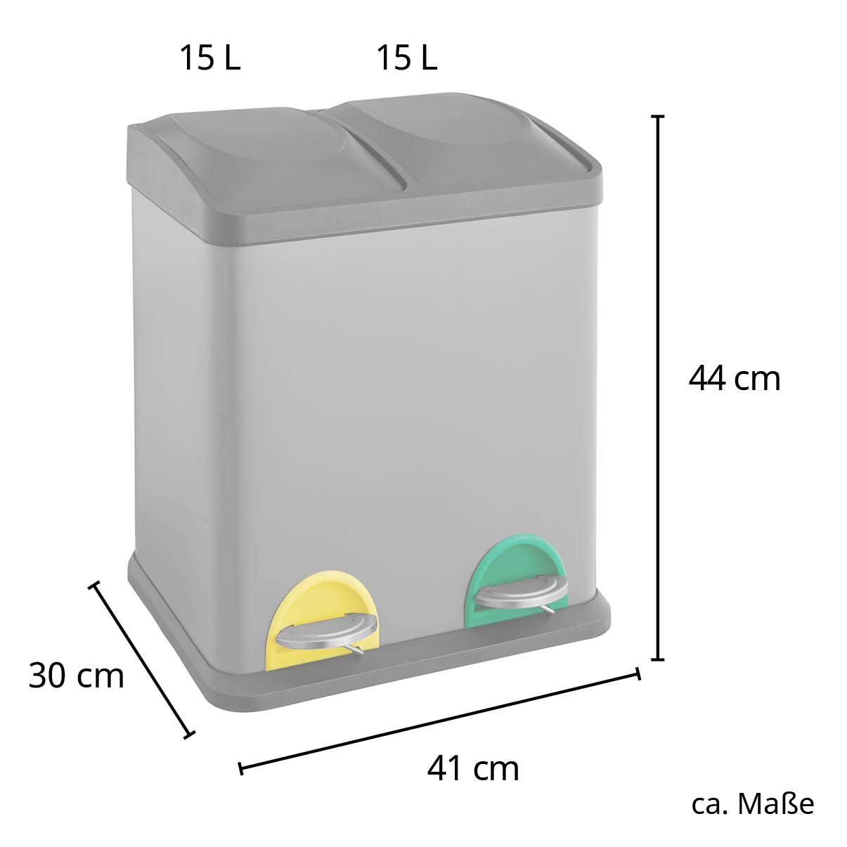 TC2X15 Treteimer, Grau