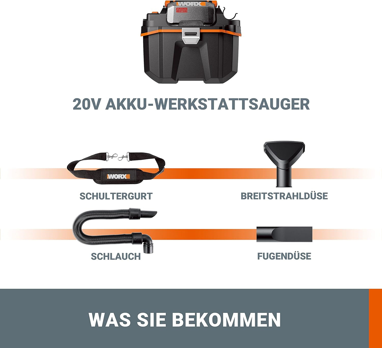 WX031.9, Akku Nass-/Trockensauger