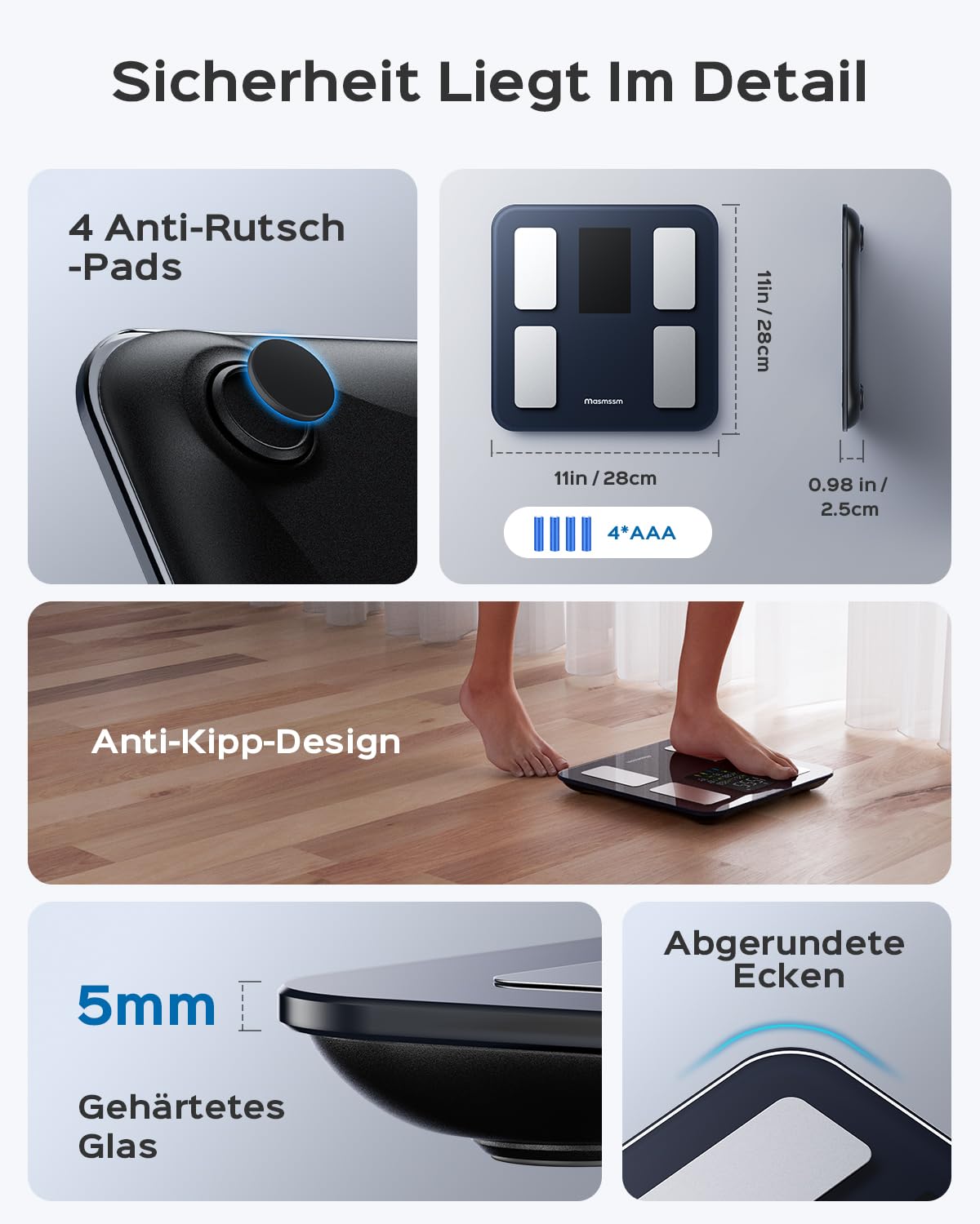 Digitale Körperanalysewaage mit Bluetooth (8-in-1)