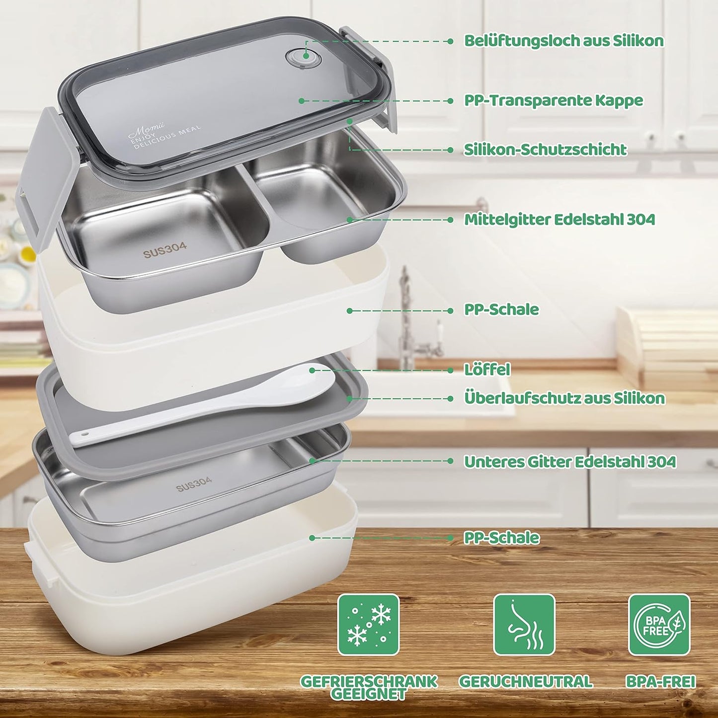 Premium Lunchbox mit Tragetasche, Weiss