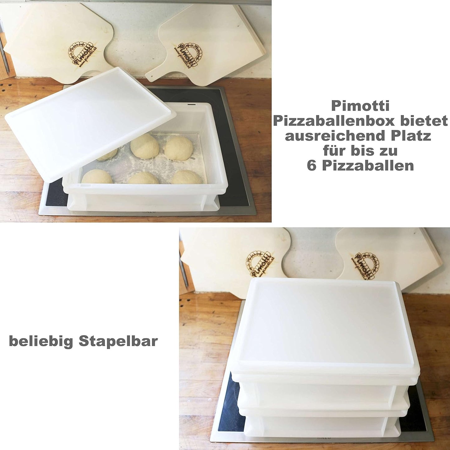 2er-Set Pizzaballenbox mit Deckel, 2er Set mit 1xDeckel