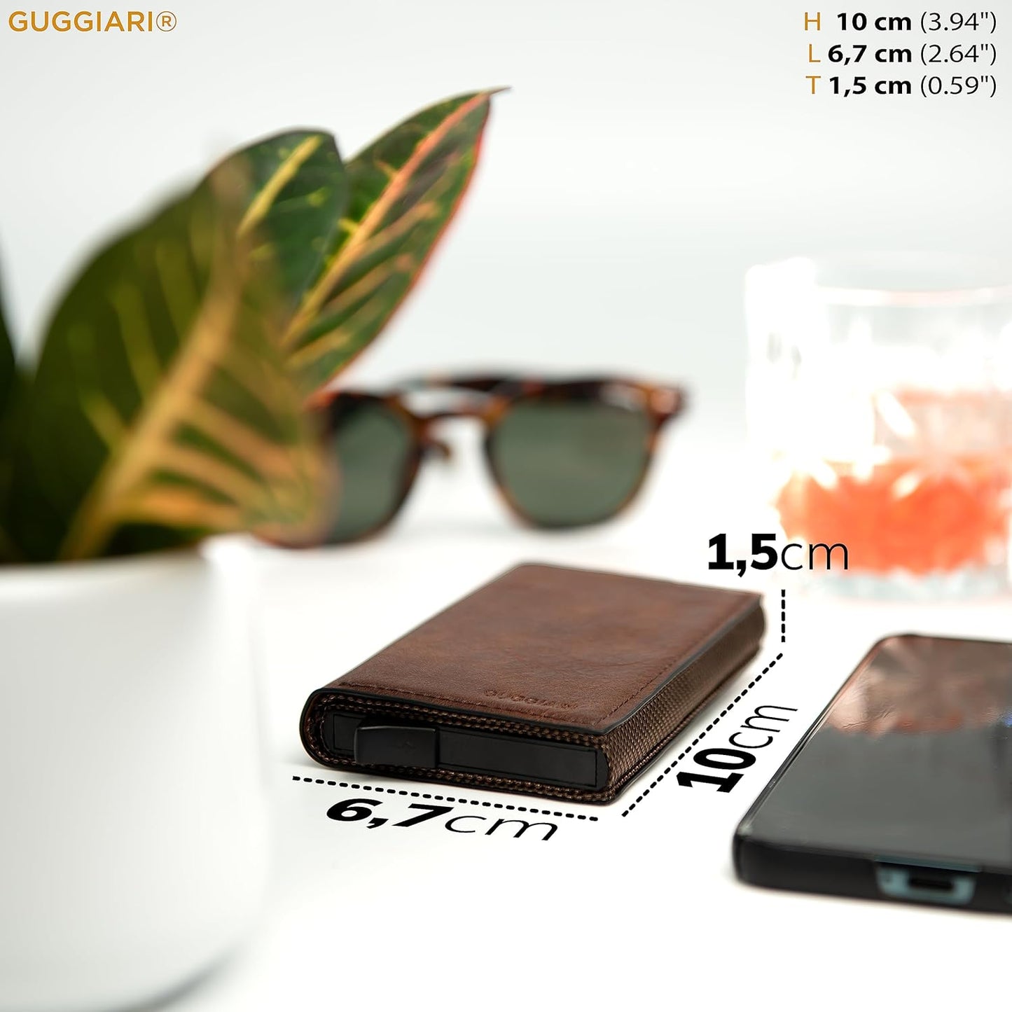 Kreditkartenetui mit Münzfach, Brown Leather Kunstleder