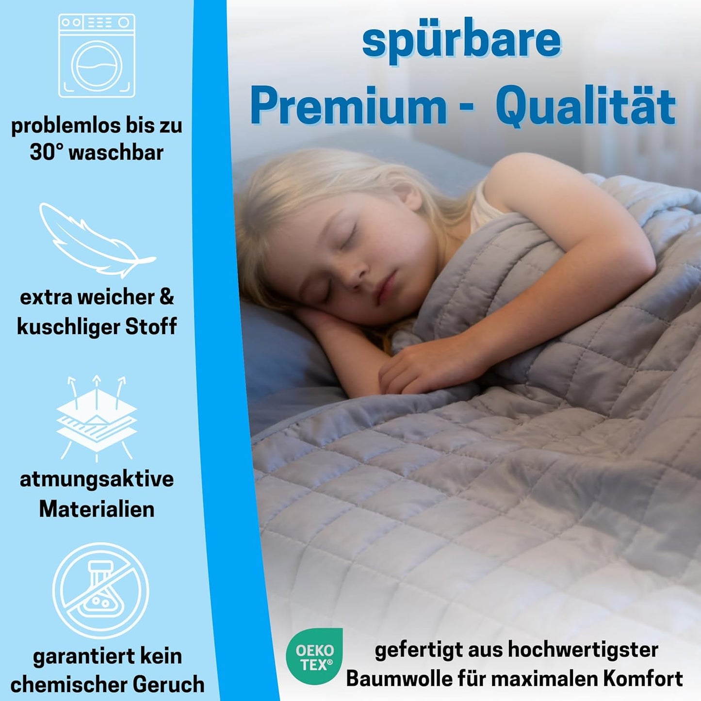 Gewichtsdecke für Kinder, 135 x 200cm, 3.5kg