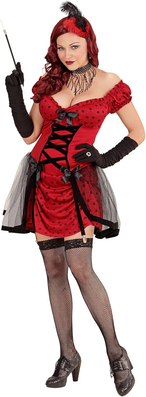 Kostüm Cabaret Girl mit Kleid und Federhaarkamm, L