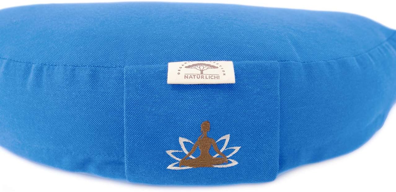 Halbmond Yogakissen mit Buchweizenschalen-Füllung, Blau 46 x 25 x 10 cm
