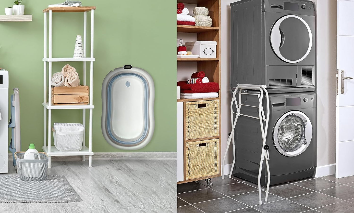 Faltbare Babybadewanne mit Ständer und Thermometer, Blau 84,5cm Höhe - mit Ständer