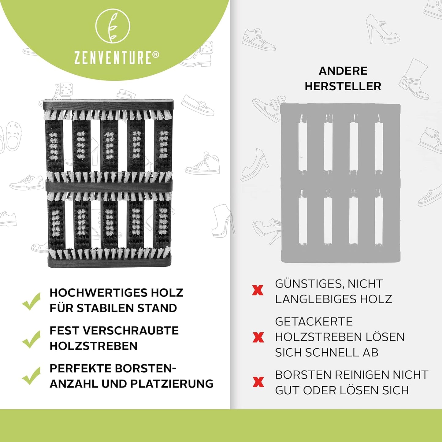Robuster Schuhabstreifer aus Weissdorn-Holz, Schwarz