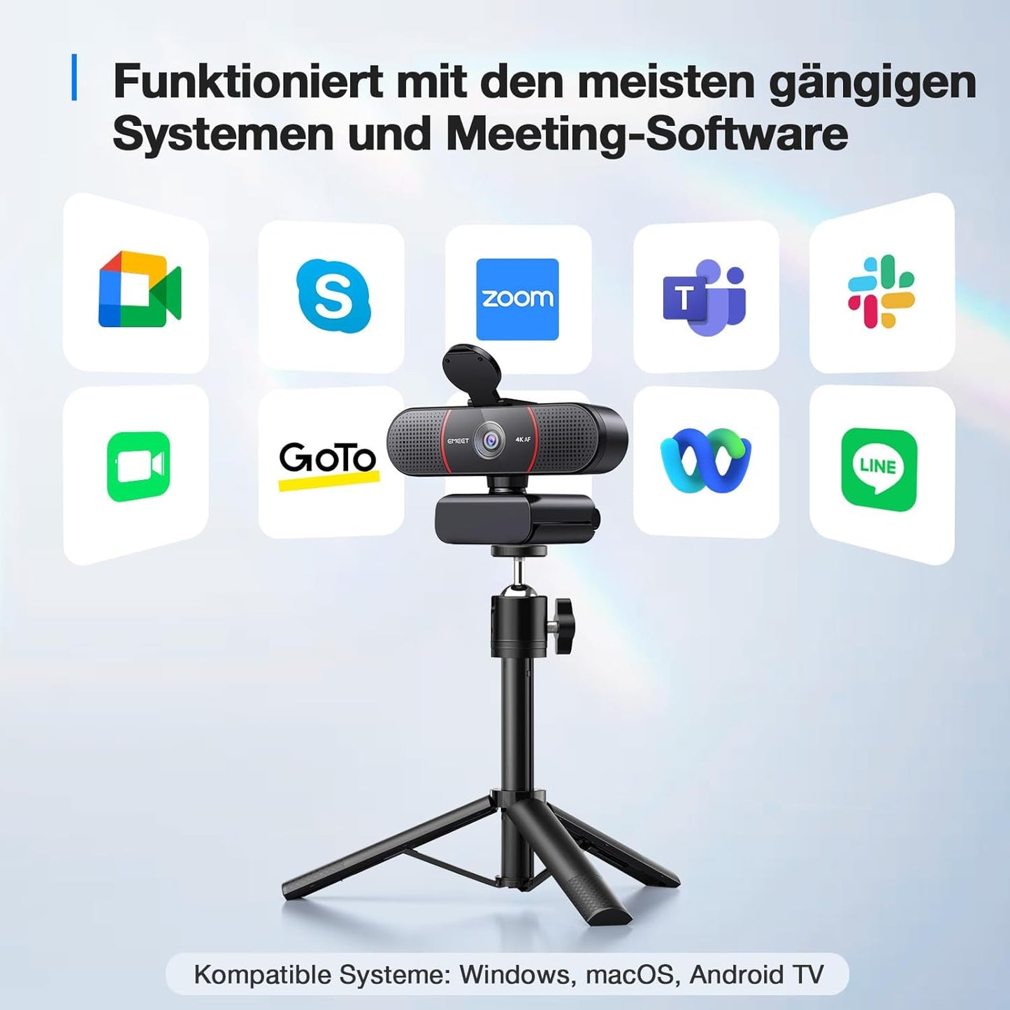 C960 UHD Webcam mit Autofokus und Dual Mikrofon, C960 4K Kit Schwarz