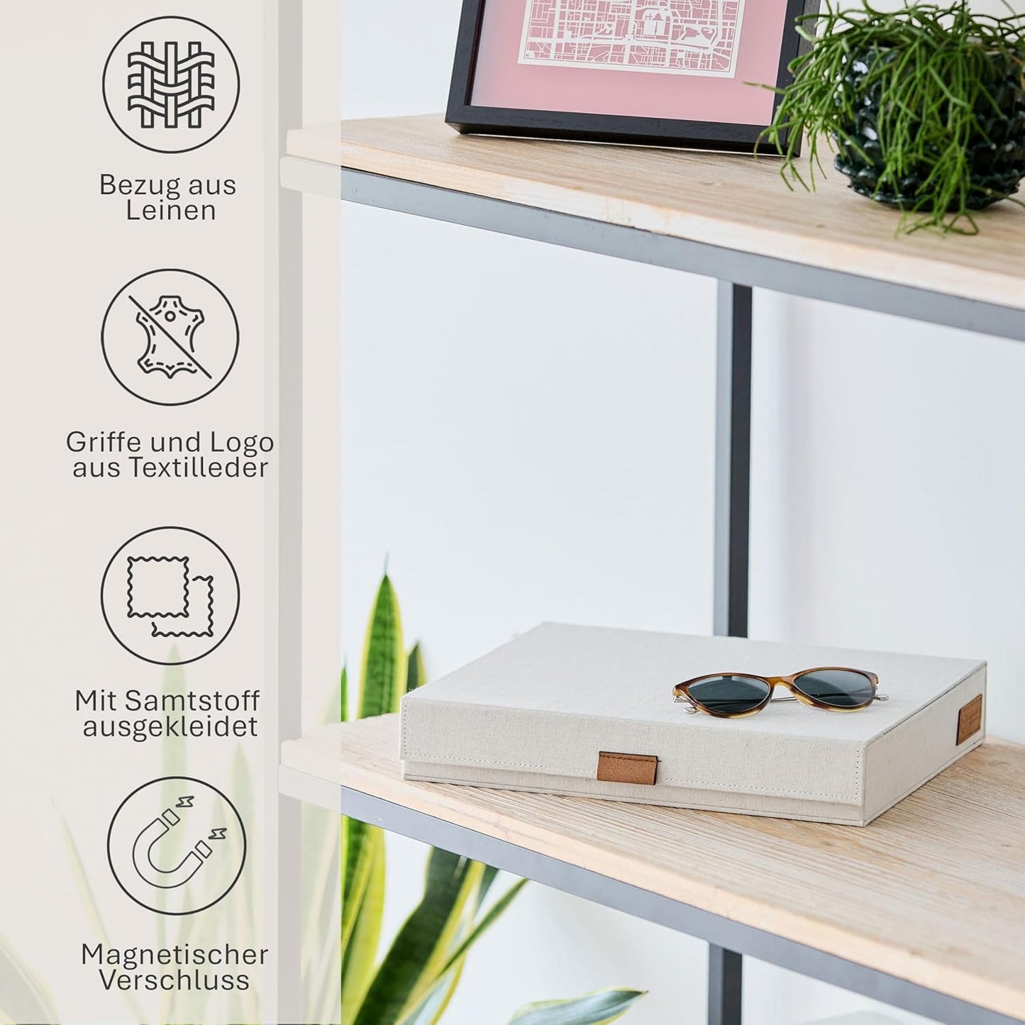 Brillenbox für 8 Sonnenbrillen, Beige