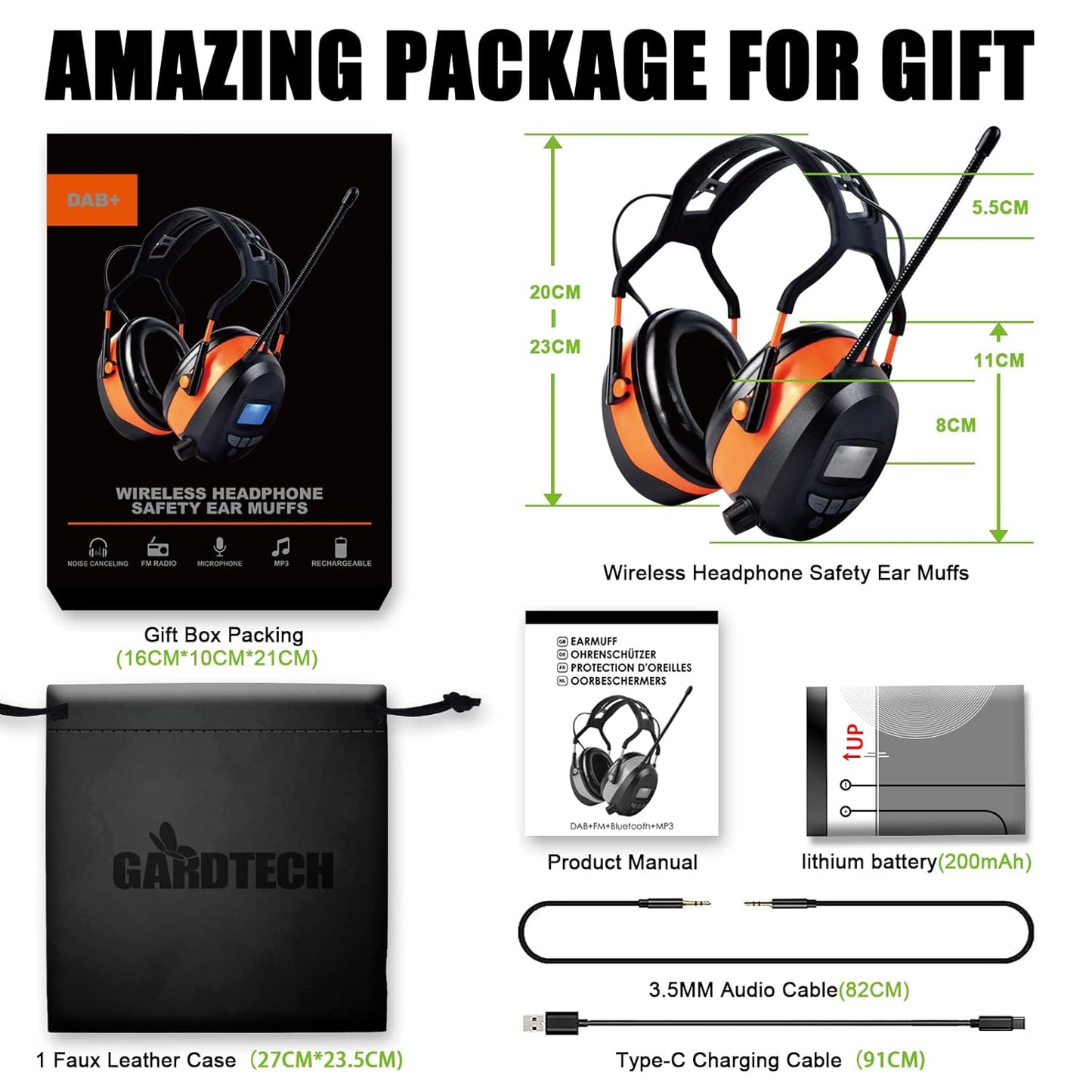 Gehörschutz mit DAB+-Radio & Bluetooth, Dab+ Orange