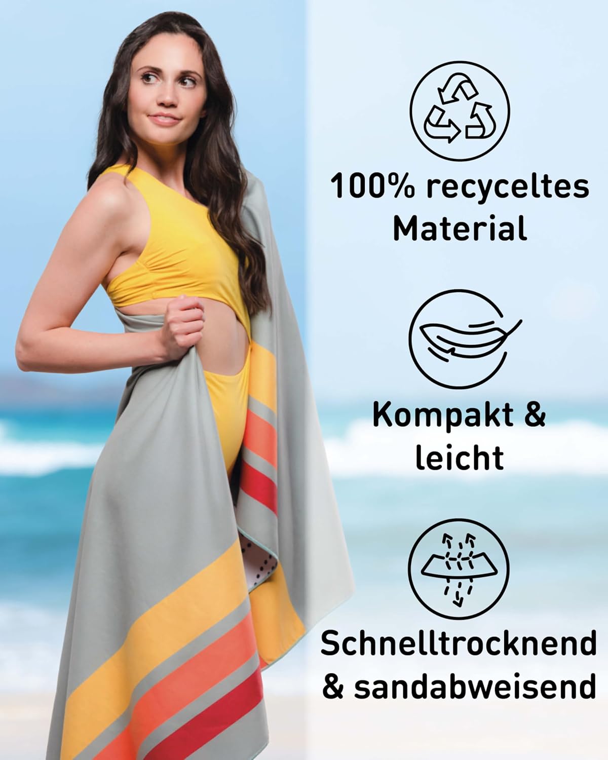 XXL-Mikrofaser-Strandtuch, 200cm x 90cm 26 Retro Stripes