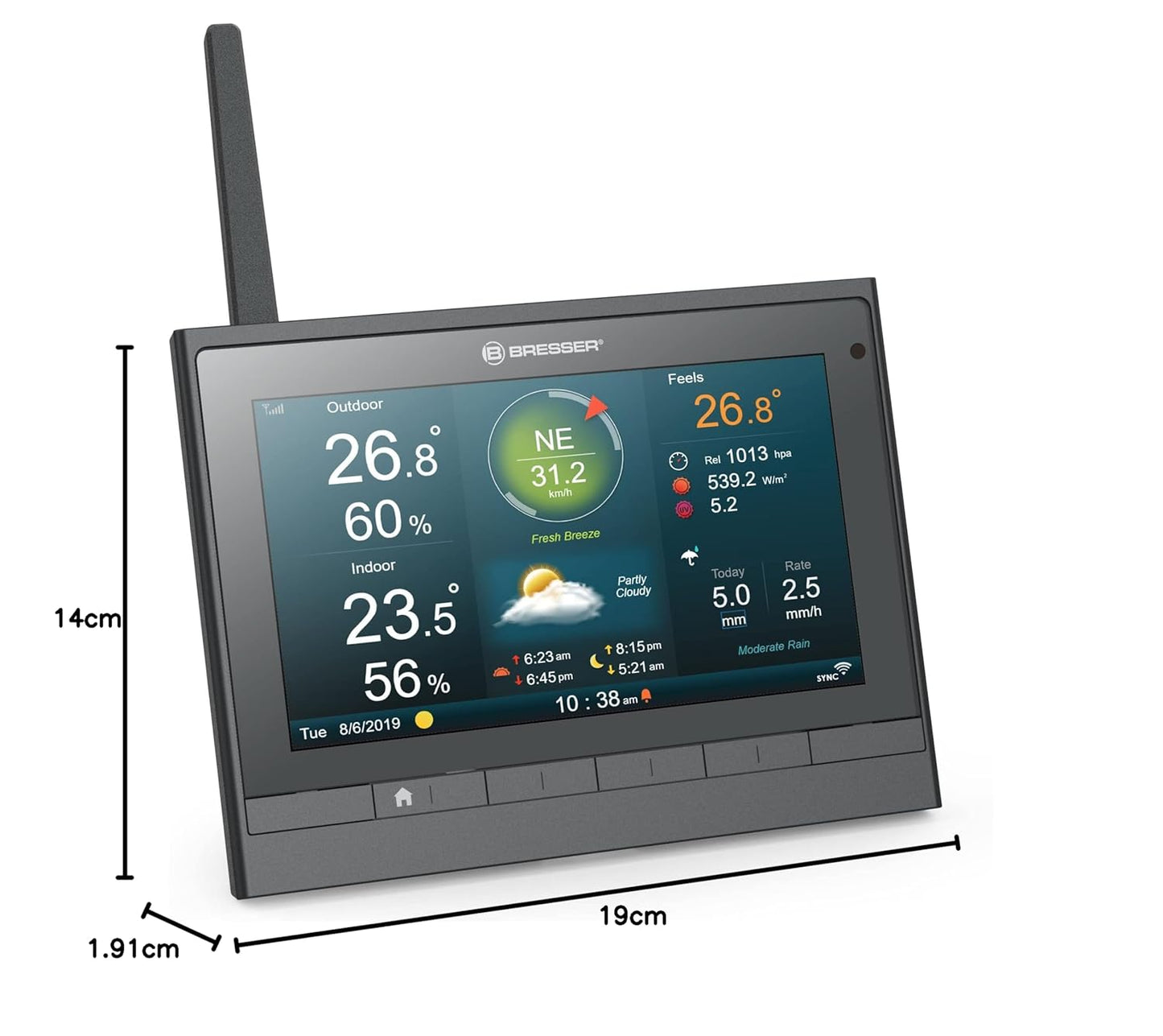 WLAN-Wetterstation mit Aussensensor und Windmesser, Bresser Wetterstation 7-in-1 Single