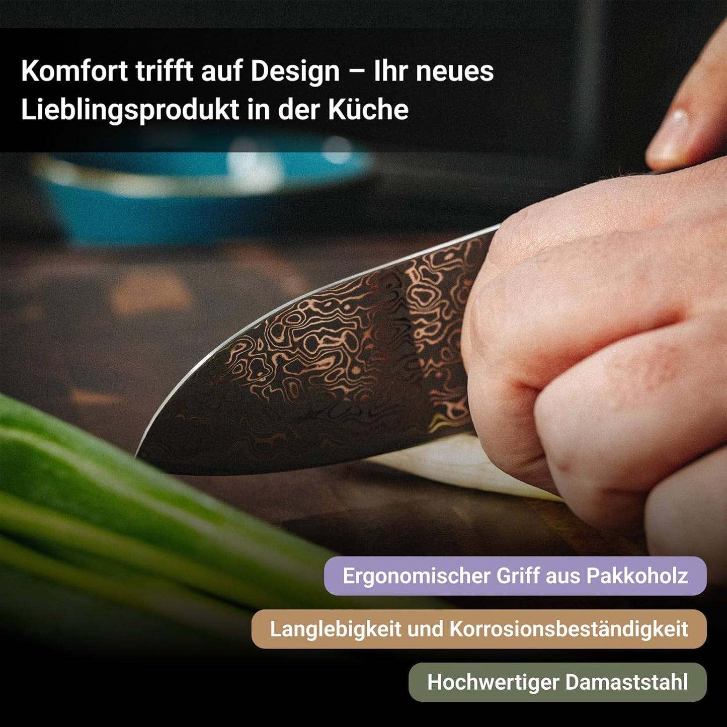 3-teiliges Küchenmesserset (Santoku, Kiritsuke, Office), Set 3-teilig AKIRA, YUNO, SANJI