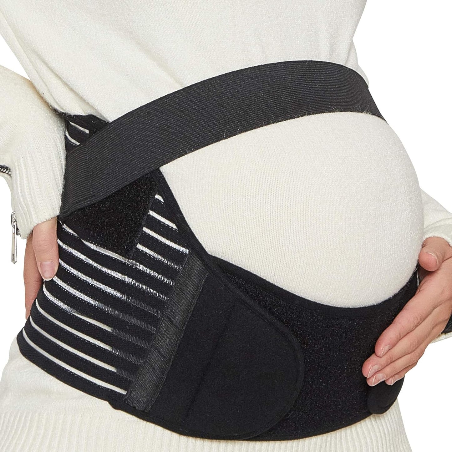 Bauchgurt für Schwangerschaft - Unterstützung Taille & Rücken, M schwarz