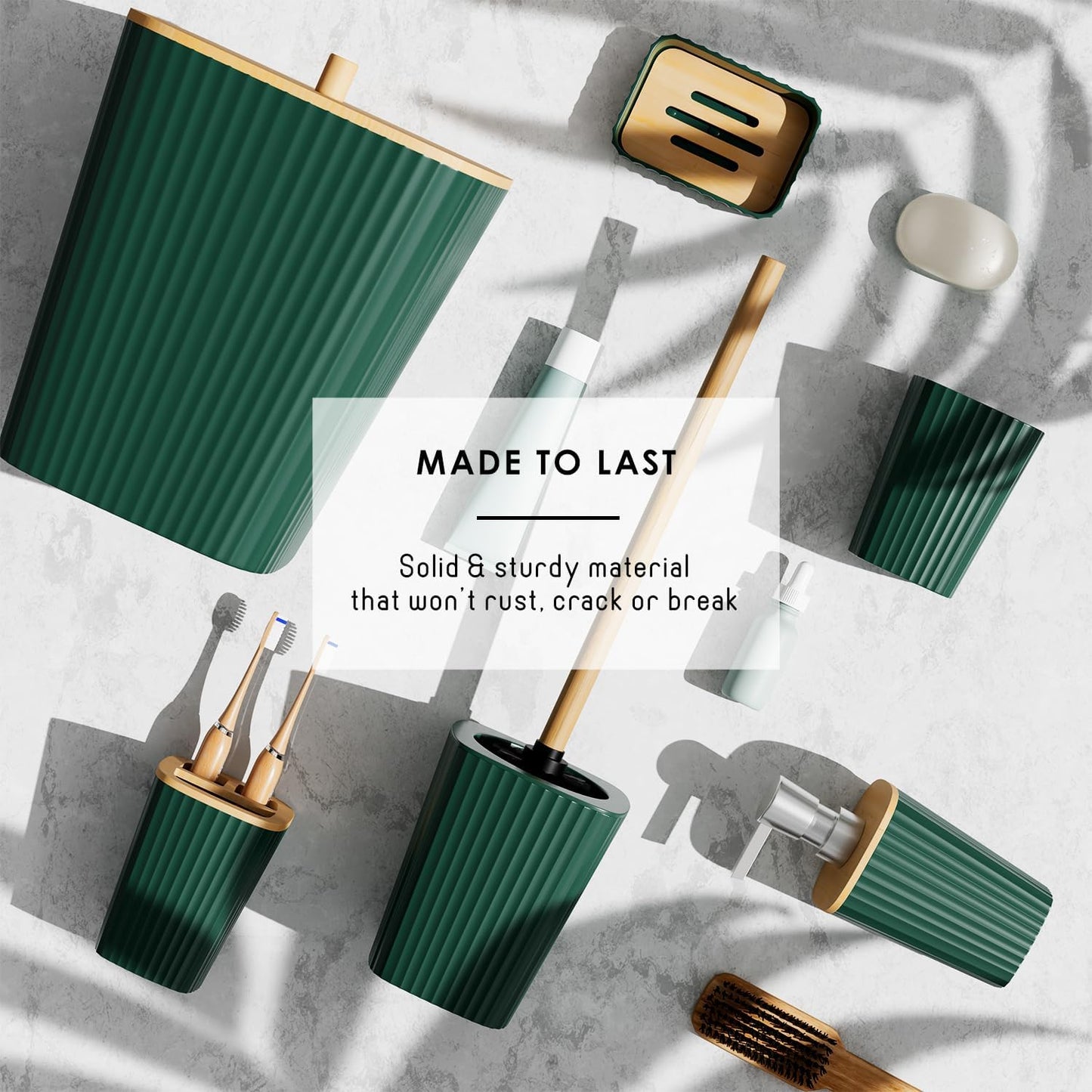 6-teiliges Badezimmer-Zubehör-Set, Jäger-grün 6-Piece Accessory Set