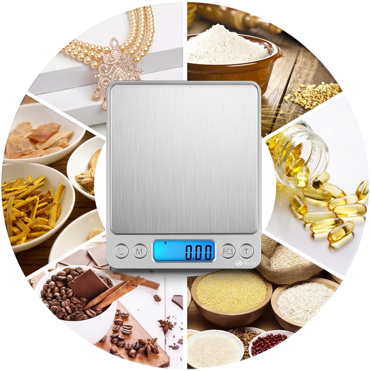 Digitale Feinwaage mit Kalibriergewicht, Silber
