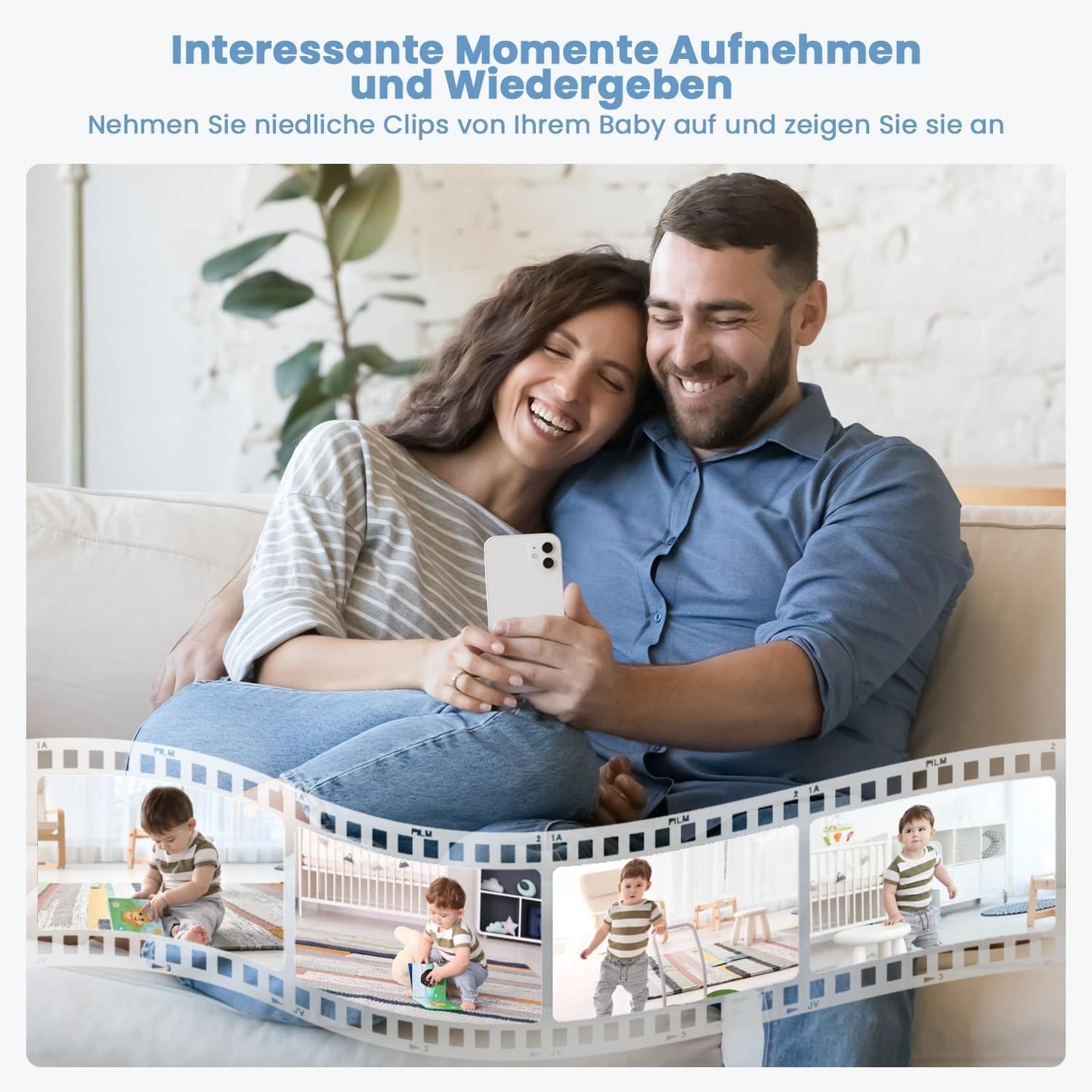 2K Video-Babyphone mit Kamera und App-Steuerung, Silbergrau