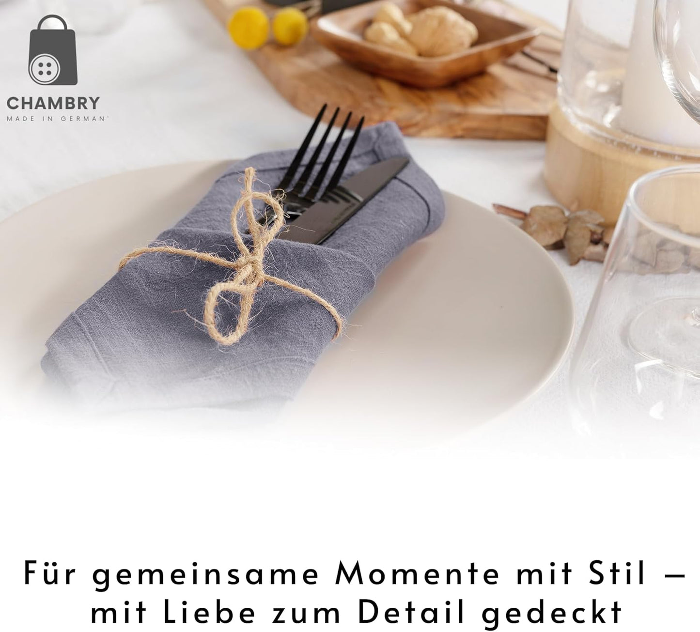 6er-Set Stoffservietten, Anthrazit
