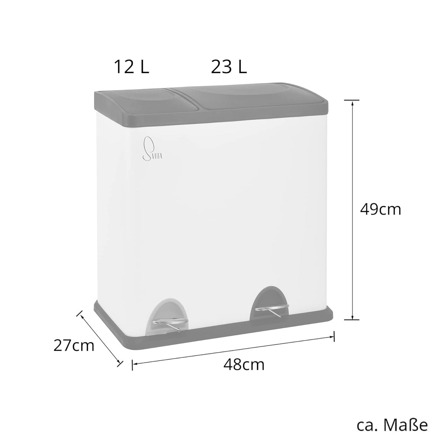 TC2Combo35 Treteimer 12 L + 23 L, Weiss