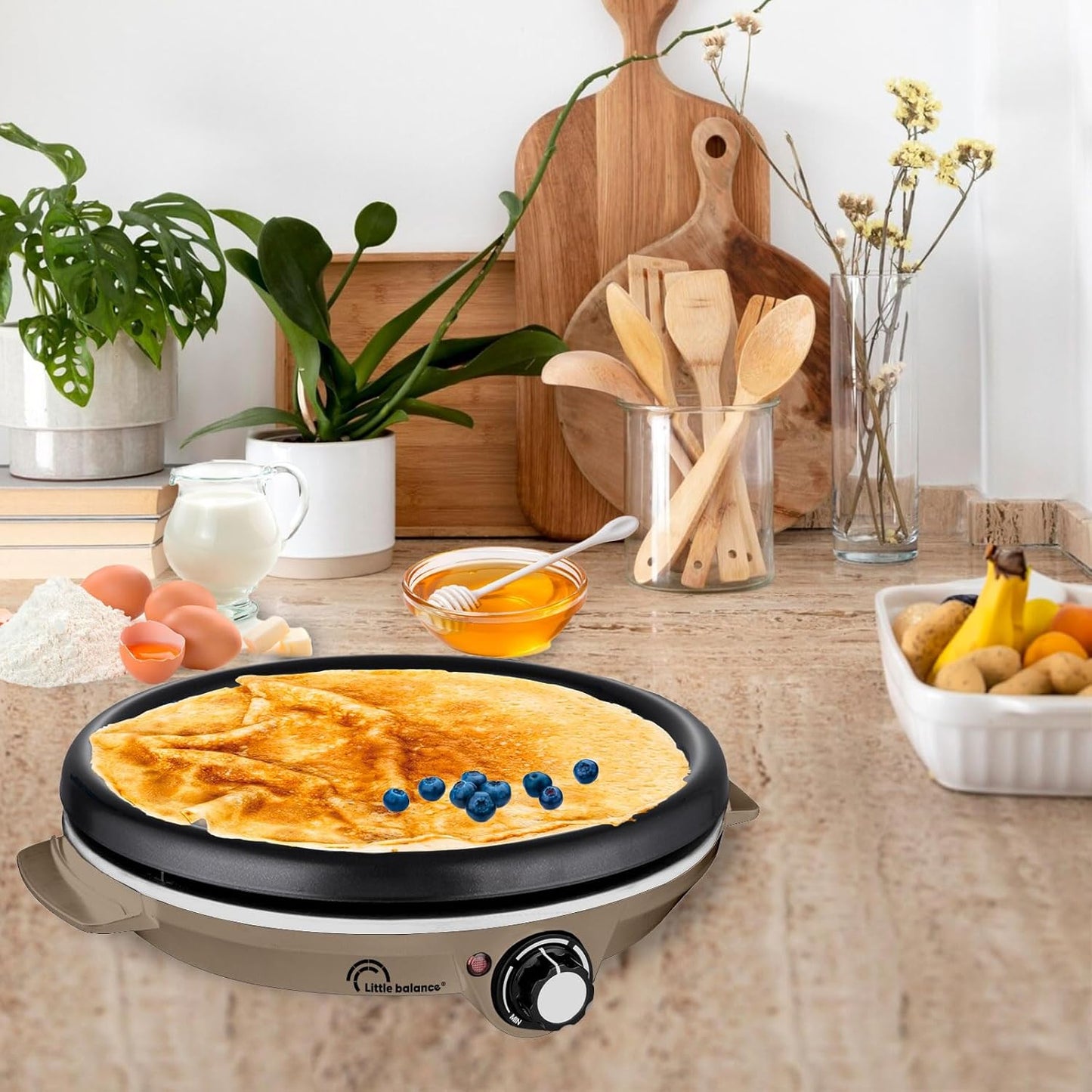 Crêpe-Pfannkuchen-Pfanne, Hellbraun