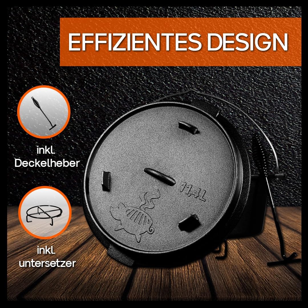 Gusseisen Dutch Oven, 11,4 L ohne Füsse
