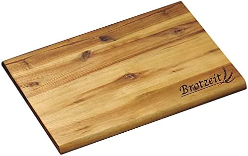 5er-Pack XL Frühstücksbrettchen mit Einbrand Brotzeit, 5er Pack XL Akazienholz